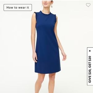 J. CREW Ruffleneck Suit Dress in Navy